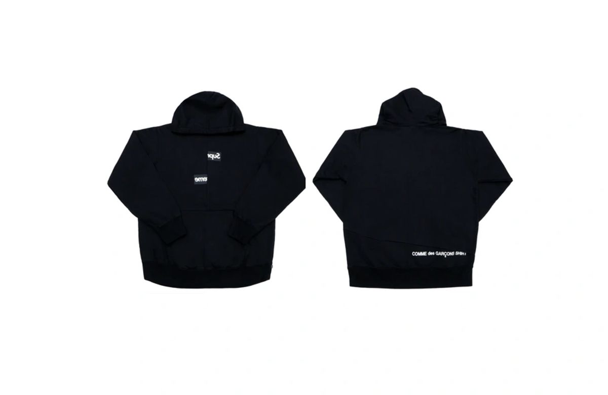 Supreme Comme de Garcons Split Box Logo Hoodie Black FW18 - Size